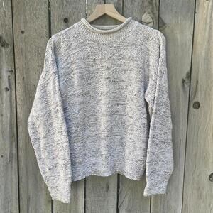 Vintage Best United Company 100% Cotton Heather L Large Mock Ivory Sweater